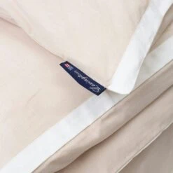 Lexington Seersucker Bettbezug Beige / Weiß 220x220 Cm -Lexington lexington contrast bettbezug beige wei 1 1