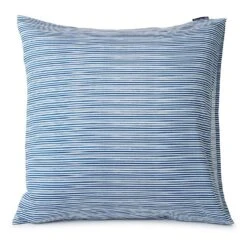 Lexington Striped Organic Cotton Sateen Kissenbezug Blau, 65x65 Cm