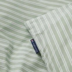Lexington Striped Cotton Poplin Bettdeckenbezug Grün/Weiß, 150x210 Cm -Lexington lexington green white striped cotton poplin duvet cover 2 1