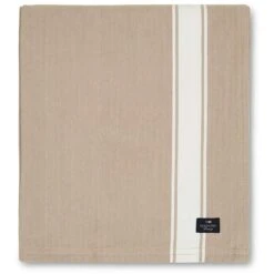 Lexington Icons Herringbone Striped Tischdecke, Beige / Weiß