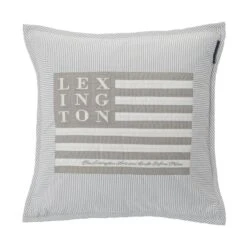 Lexington Logo Art & Crafts Kissenbezug, Grau/Weiss
