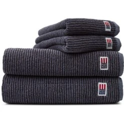 Lexington Original Handtuch Stahlblau / Dunkelgrau Melange, 70x130 Cm