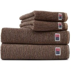 Lexington Original Handtuch Tan / Dunkelgrau Melange, 30x50 Cm