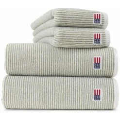 Lexington Original Striped Handtuch Weiß / Vintage Green, 50x70 Cm