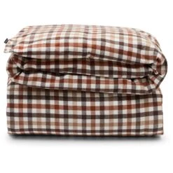 Lexington Checked Cotton Flannel Bettbezug Rust Brown / Weiß, 150x210 Cm