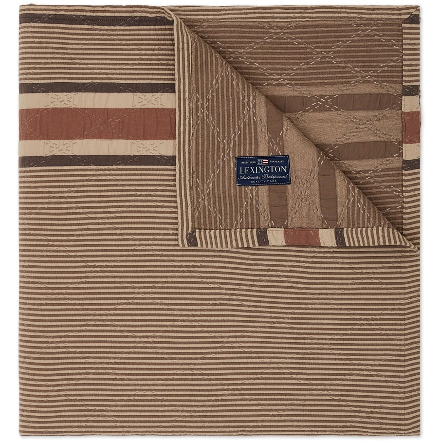 Lexington Side Striped Soft Quilted Cotton Tagesdecke 260x240 Cm, Beige 3 Lexington Side Striped Soft Quilted Cotton Tagesdecke 260x240 Cm, Beige