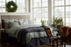 Lexington Striped Cotton Flannel Bettwäscheset Grün, 220x220 + 50x60 Cm -Lexington lexington striped cotton flannel bed set 150x210 gn off wh 5