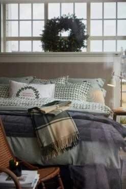 Lexington Striped Cotton Flannel Bettwäscheset Grün, 220x220 + 50x60 Cm -Lexington lexington striped cotton flannel bed set 150x210 gn off wh 6