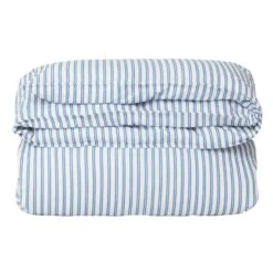 Lexington Striped Cotton Poplin Bettdeckenbezug Blau/Weiß, 150x210 Cm
