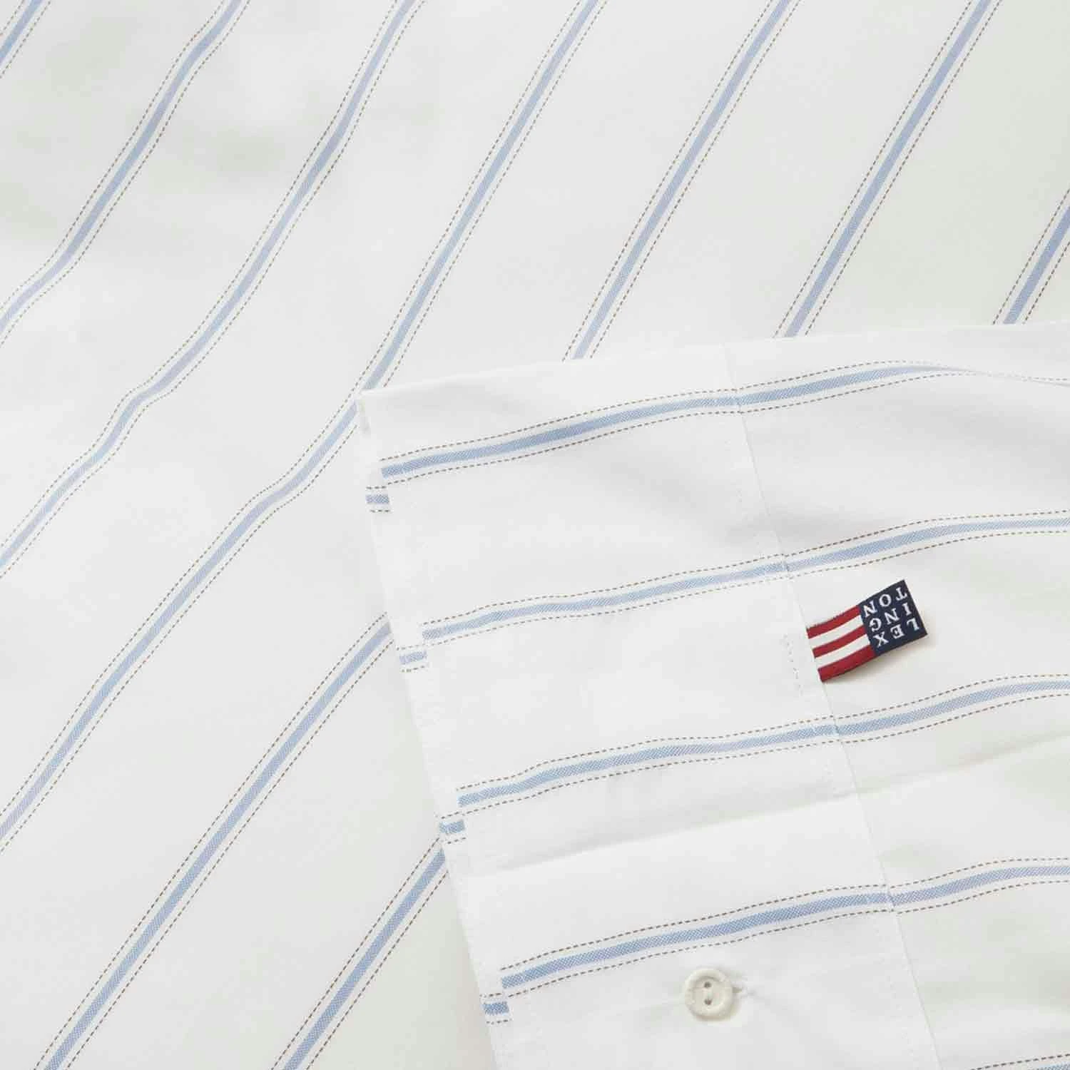 Lexington Striped Lyocell/Cotton Bettdeckenbezug Weiß/Blau, 220x220 Cm 4 Lexington Striped Lyocell/Cotton Bettdeckenbezug Weiß/Blau, 220x220 Cm – Bild 2