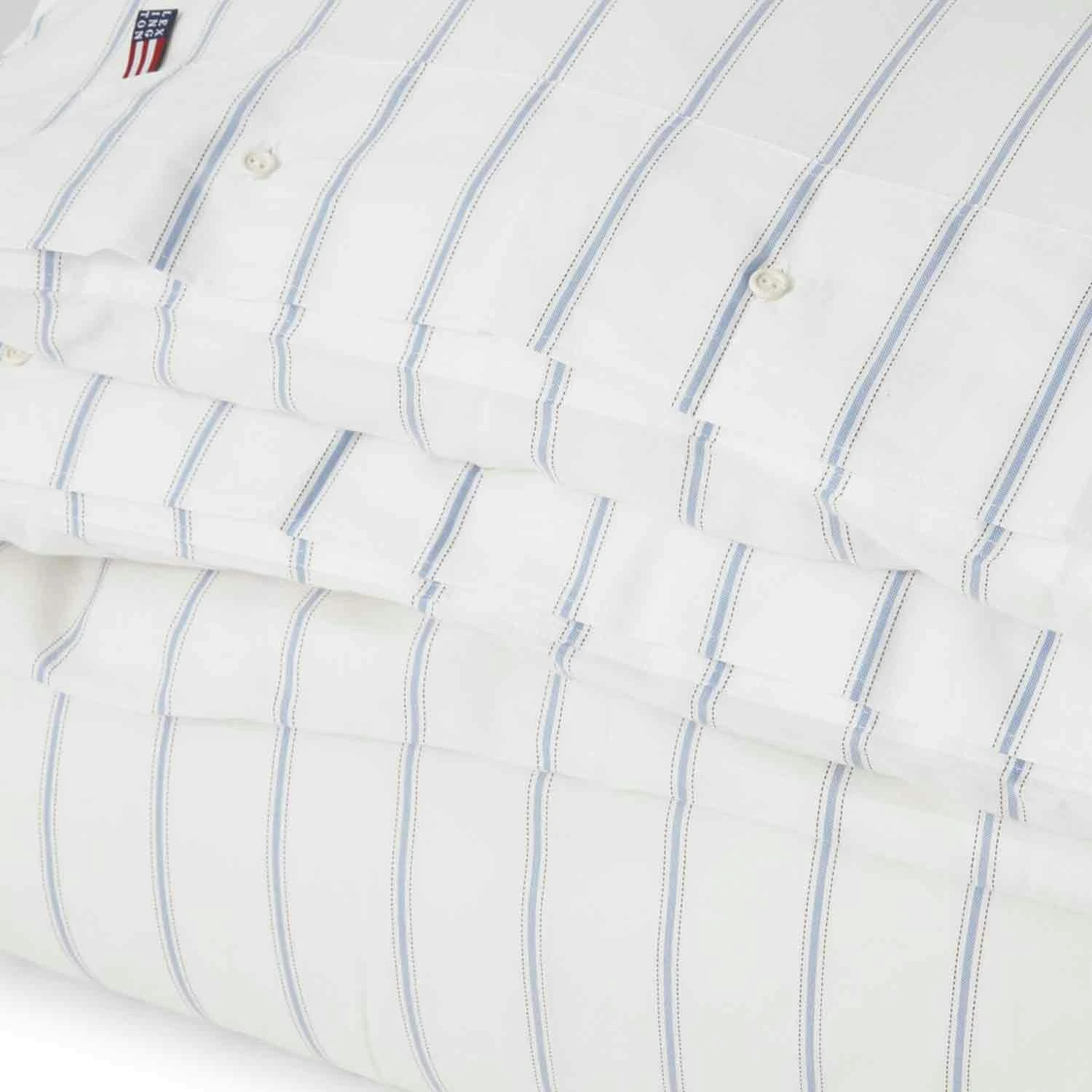 Lexington Striped Lyocell/Cotton Bettdeckenbezug Weiß/Blau, 220x220 Cm 5 Lexington Striped Lyocell/Cotton Bettdeckenbezug Weiß/Blau, 220x220 Cm – Bild 3