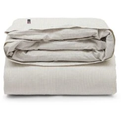 Lexington Checked Cotton Poplin Bettbezug Weiß / Grau, 150x210 Cm
